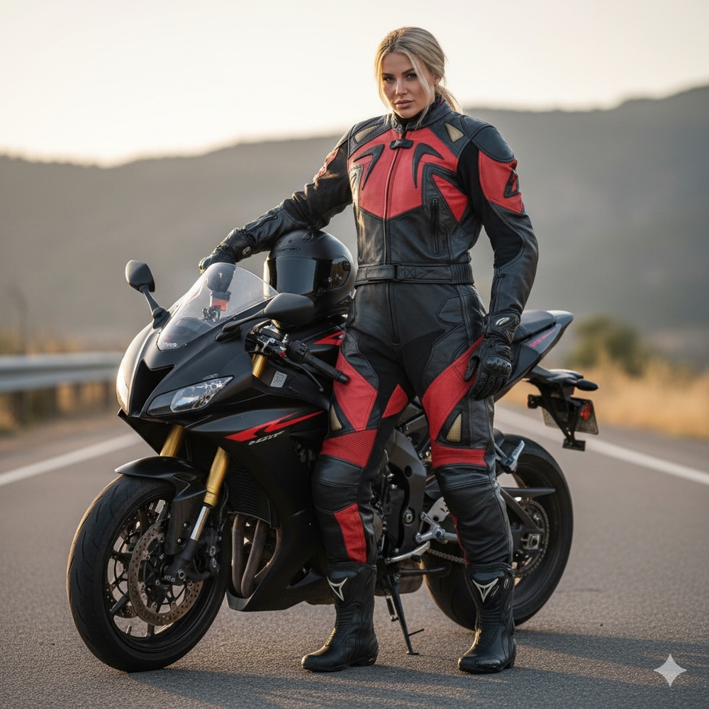 Belstaff Women's Soft Leather Motorcycle Suit WITH Gloves